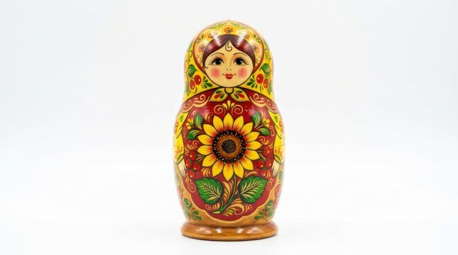 Traditional russian nesting doll matryoshka isolated on white