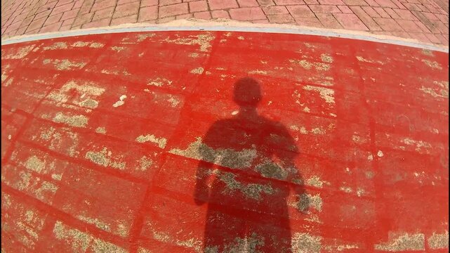 The shadow of a guy on the road