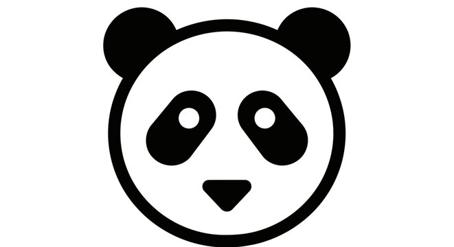 Cute flat design panda bear face vector icon. Simple graphic illustration of a wild animal head, perfect for logo or symbol.
