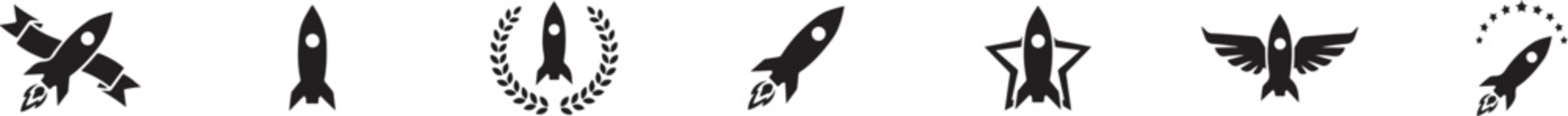 Collection of rocket ship icons in different designs and styles for various uses online © Md. Habibur