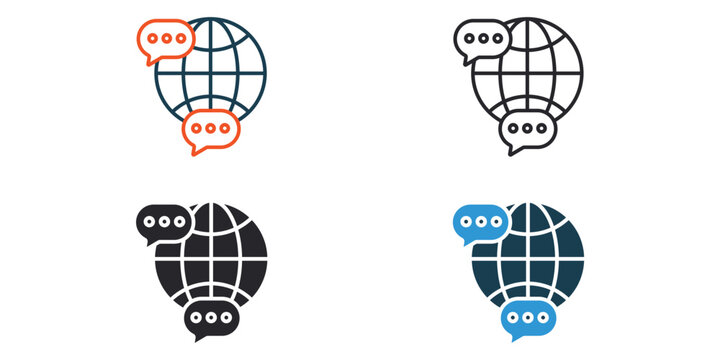language icons outline and Flat Style,transparent background