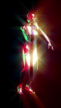 A dancing light woman with colorful reflections, Ideal for projects with the subject of abstract light  shows pop music event club disco display 