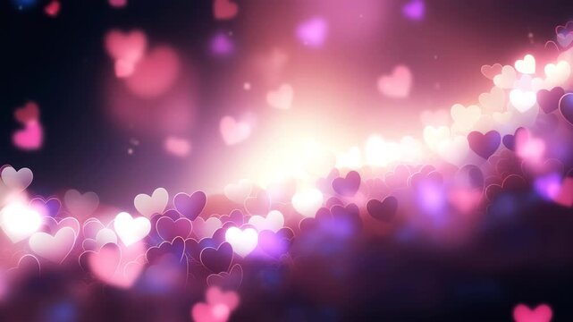 Dreamy Valentine Hearts Floating on a Dark Romantic Background