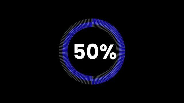 100 % countdown timer animation, 0-100 % counting down seconds  number. black background.4k. Circle shaped smooth animated indicato.Stylish 100 %s red and white countdown time