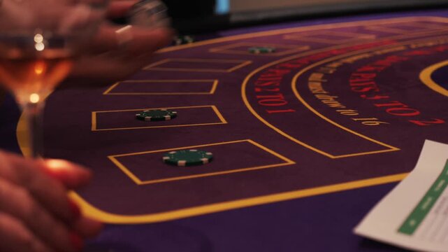 Blackjack Game Scene. Dynamic Scene Of Blackjack Gameplay. Focused Dealer And Eager Players