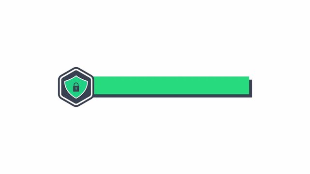 Animated Security Shield Lower Third Title Bar with Hexagon Icon Corporate Broadcast Overlay Transparent Background