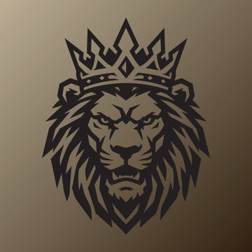 Majestic Lion King Crown Emblem, Monochrome Vector Graphic for Streetwear Clothing Brand