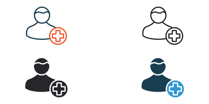 add friend icons outline and Flat Style,transparent background