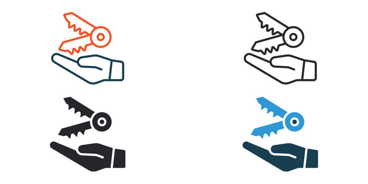 acces icons outline and Flat Style,transparent background
