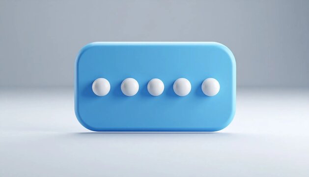 3D narrow rounded rectangle with four dots OTP icon isolated on white