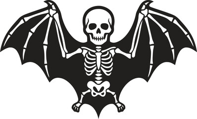 Fototapeta premium Skeleton child bat wings cartoon illustration