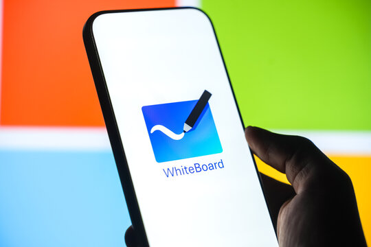 Microsoft Whiteboard logo is displayed on a smartphone screen in Bangalore, India, on June 25, 2026
