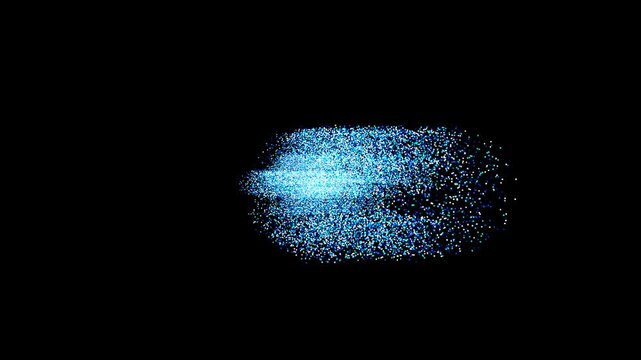 Premium animation of glowing blue particles forming a broken chain link symbol. Elegant seamless loop overlay for concepts of freedom, blockchain, or cybersecurity.