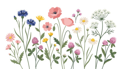 Obraz premium Watercolor Wildflower Meadow Floral Painting - Summer Bloom Garden