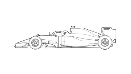 2D AutoCAD Vector drawing of a racing car in motion on a track © Stock Image Paradise