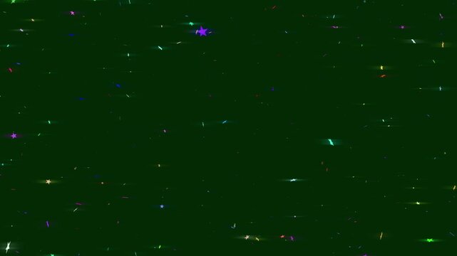 Bright colorfull twinkle starburst glitter light animation with featuring glitter sparkle trails and shimmering festive flashes on dark green screen background ultra HD 4K