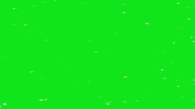 White twinkle stars glitter animation featuring blinking doodle sparkles and shimmering night sky effects on solid green screen background ultra HD 4K