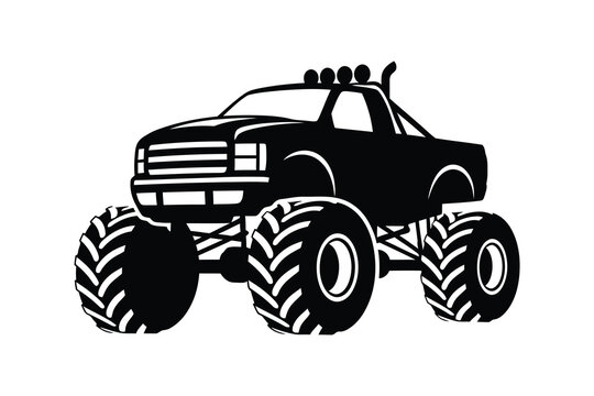 Monster Truck Off-Road Vehicle Vector Silhouette
