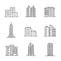 Fototapeta premium Business Building Linear Icon Set with Editable Stroke