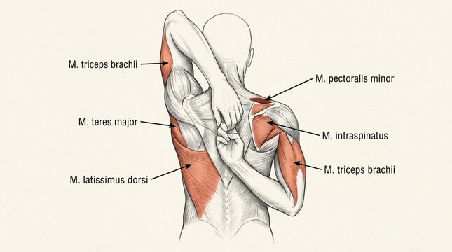 Anatomical Study of Human Shoulder Stretch Posterior View