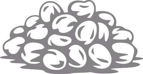 Fototapeta premium A pile of stylized, cartoonish beans or peas in a simple