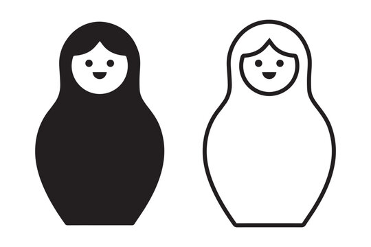 Matryoshka Doll Icon Set Vector Russian Nesting Dolls Traditional Folk Toy Silhouette Illustration
 for Culture and Travel Design