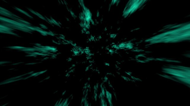 Abstract green smoke or cloud effect motion graphics with zooming transition perfect for futuristic or sci-fi concepts