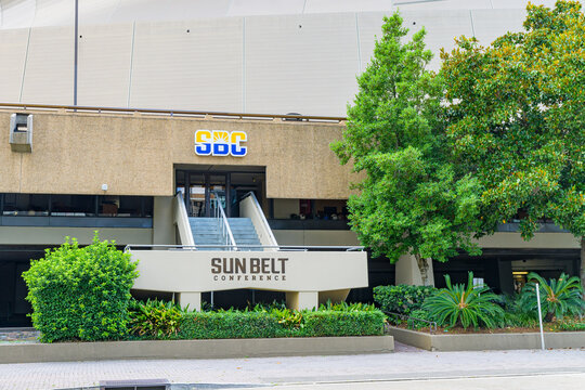 New Orleans, LA, USA - June 13, 2026: Sun Belt Conference offices at Caesars Superdome on Poydras Street Downtown