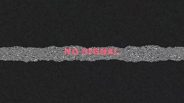 No Signal Red Text VHS Tracking Glitch Bar TV Static Noise Error Bad Interference Overlay Loop