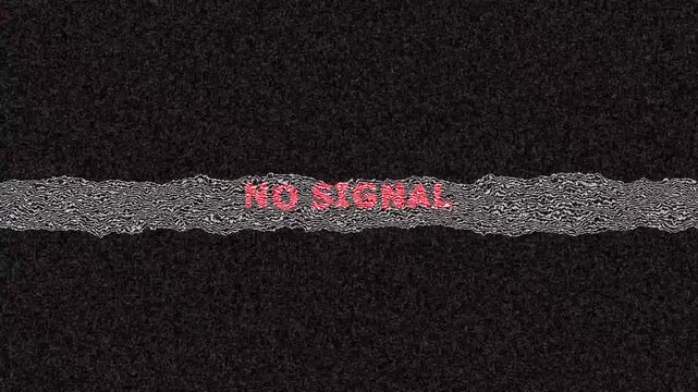 No Signal Red Text TV Static Noise Background Glitch Screen Distortion Analog VHS Error Signal Loop