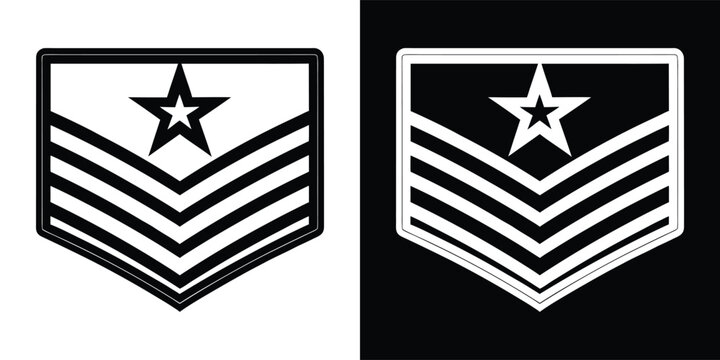 Military chevron rank insignia featuring a single star and stripes