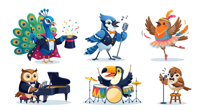 Charming Birds Performing Music and Magic Show