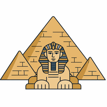 Ancient Egyptian Sphinx Monument with Pyramids.