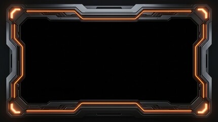 Futuristic metallic orange glowing display frame mockup isolated PNG with Transparent Background © Shameem