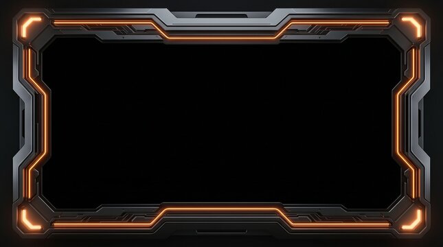 Futuristic metallic orange glowing display frame mockup isolated PNG with Transparent Background
