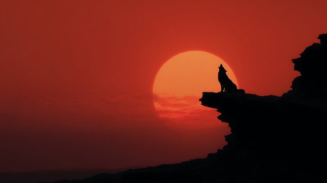 Silhouette of person against vibrant sunset sky orange