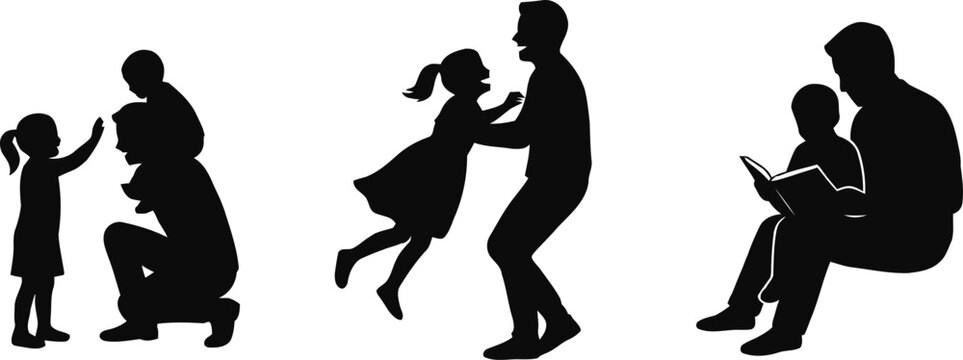 Father and daughter silhouette stages infancy to childhood