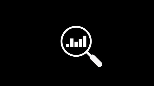 Data search, data analysis with business graph and magnifying glass. Magnify glass search icon with graph sign.