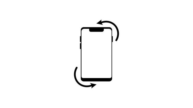 Phone rotation animation with arrow and isolated smartphone icon. Rotate your phone to landscape orientation icon animation