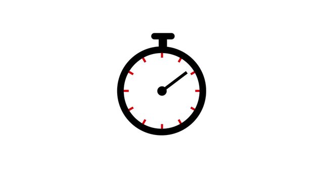 Stop watch or clock icon on white background. Clock timer with moving arrows and loop time lapse animation.