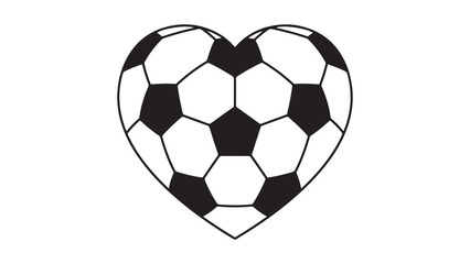 Fototapeta premium Minimalist Heart Shaped Football Icon Black and White Graphic