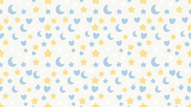 seamless nursery pattern with cute moons and stars detailed pastel colors