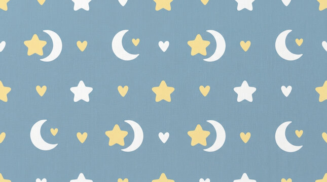seamless nursery pattern with cute moons and stars detailed pastel colors