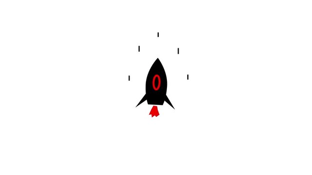 Rocket Launch Animation Red Zero Countdown Spaceflight Technology Startup Innovation. Rocket Launch Animation Showing Countdown And Progress.Startup Innovation Drives Future Success And Technology.