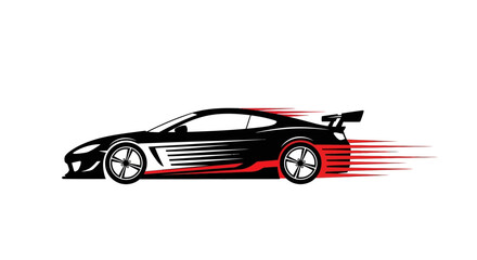 Obraz premium Fast Black Sports Car Racing.