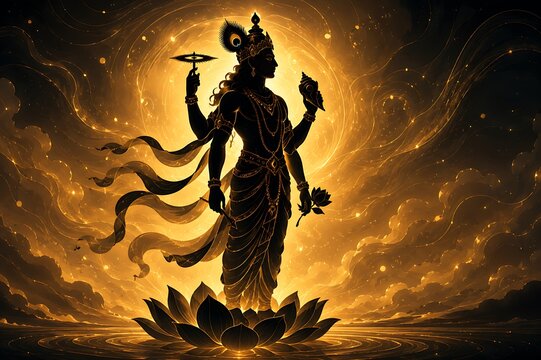 Lord Vishnu on Vaikunth Ekadashi, Krishna/Krushna Janmashtami, Ram Navami, Narsimha Jayanti, Onam, Ekadashi Vrat, Ananta Chaturdashi, Tulasi Vivah, Nirjala Ekadashi, Varah Jayanti, Aashadhi Ekadashi