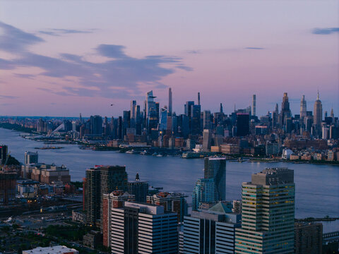 Manhattan Skyline Across Hudson River at Twilight
