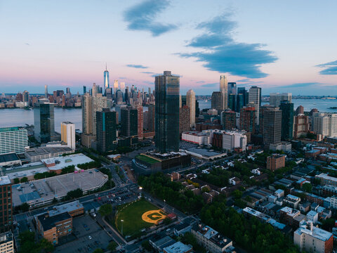 Jersey City Skyline With Manhattan at Sunset