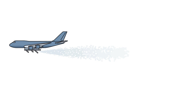 Airplane spraying chemicals against white background, aerial crop dusting, pest control concept