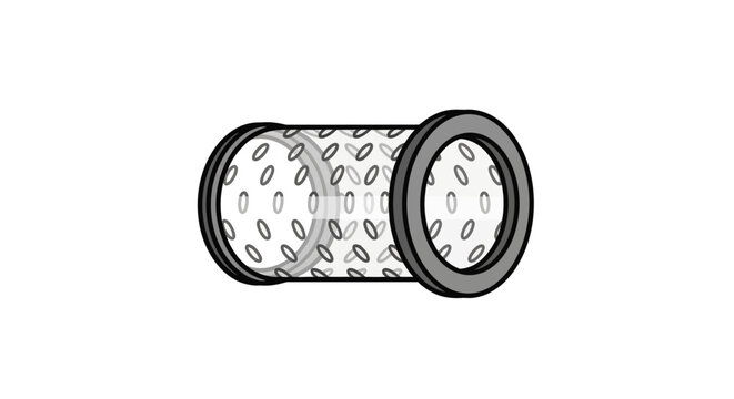 Clear Plastic Pipe with Oval Holes and Metal Rings on White Background